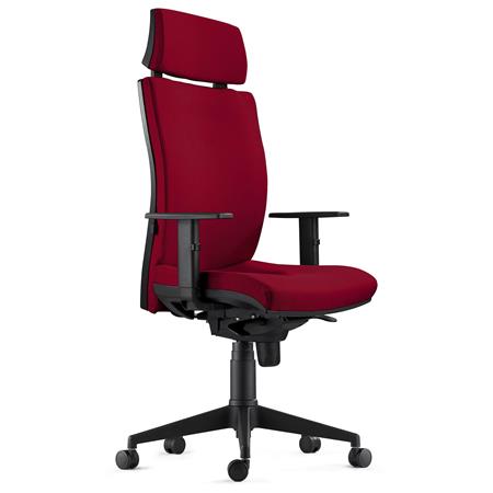 Sedia Ergonomica MARVEL, in Tessuto color Bordeaux con Poggiatesta e Sostegno lombare