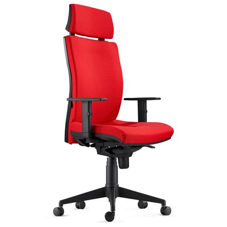 Sedia Ergonomica MARVEL, in Tessuto color Rosso con Poggiatesta e Sostegno lombare