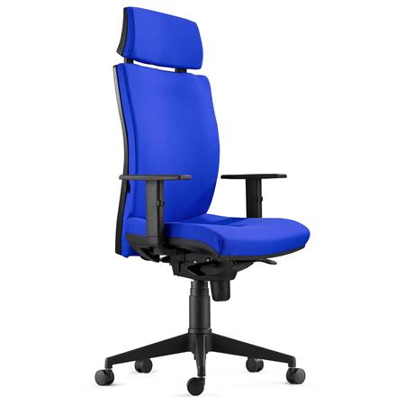 Sedia Ergonomica MARVEL, in Tessuto colore Blu con Poggiatesta e Sostegno lombare
