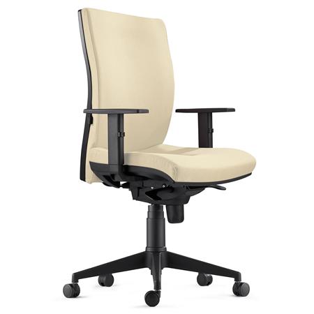 Sedia Ergonomica KEVIN, in Tessuto color Crema, con Sostegno lombare e Braccioli Regolabili