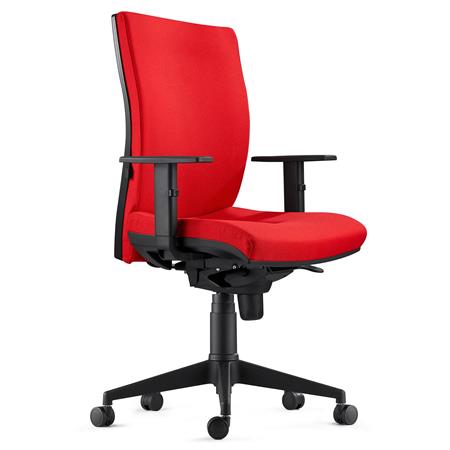 Sedia Ergonomica KEVIN, in Tessuto color Rosso, con Sostegno lombare e Braccioli Regolabili