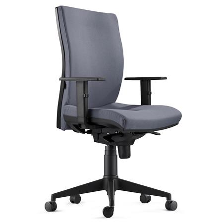 Sedia Ergonomica KEVIN, in Tessuto color Grigio, con Sostegno lombare e Braccioli Regolabili