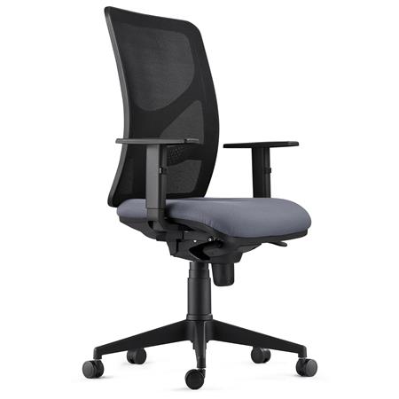 Sedia da Ufficio MILO, Ergonomica, Braccioli Regolabili, Supporto Lombare, In Tessuto Ignifugo, Grigio