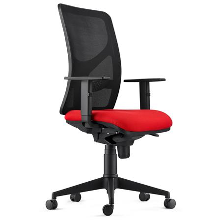 Sedia da Ufficio MILO, Ergonomica, Braccioli Regolabili, Supporto Lombare, In Tessuto Ignifugo, Rosso