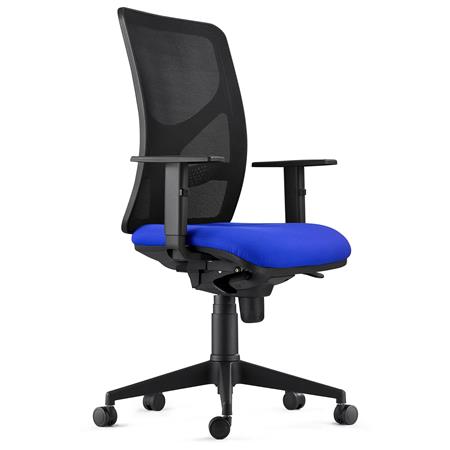 Sedia da Ufficio MILO, Ergonomica, Braccioli Regolabili, Supporto Lombare, In Tessuto Ignifugo, Blu 