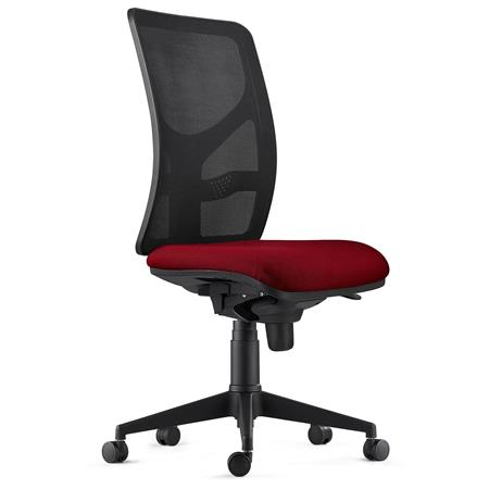 Sedia da Ufficio MILO, Senza Braccioli, Ergonomica, Supporto Lombare, In Tessuto Ignifugo Bordeaux