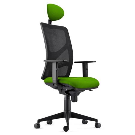 Sedia da Ufficio BAIKAL, Poggiatesta, Braccioli Regolabili, Supporto Lombare, In Tessuto Verde