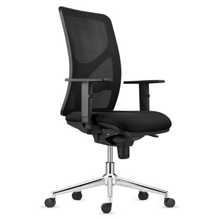 Sedia da Ufficio MILO, Base Metallica, Braccioli Regolabili, Supporto Lombare, In Tessuto Nero