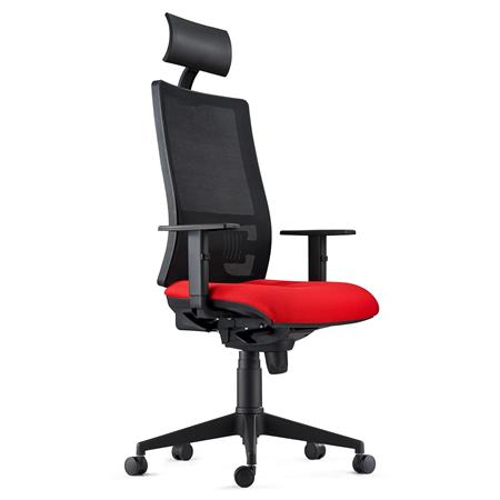 Sedia Ergonomica MARSA con Poggiatesta, Braccioli Regolabili e Supporto Lombare, in Rosso