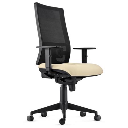 Sedia Ergonomica EMERSON, Braccioli Regolabili, Supporto Lombare, Rivestimento Ignifugo, Crema