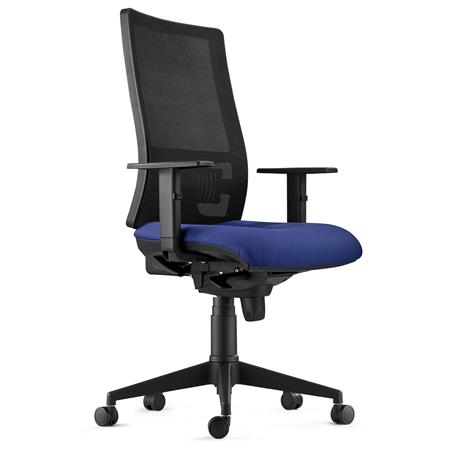 Sedia Ergonomica EMERSON, Braccioli Regolabili, Supporto Lombare, Rivestimento Ignifugo, Blu Scuro