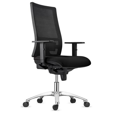 Sedia Ergonomica EMERSON, Base in Metallo, Supporto Lombare, Schienale Regolabile, in Tessuto Nero