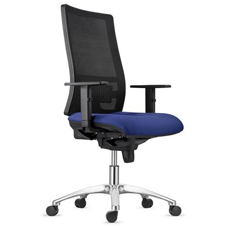 Sedia Ergonomica EMERSON, Base in Metallo, Supporto Lombare, Schienale Regolabile, in Tessuto Blu Scuro