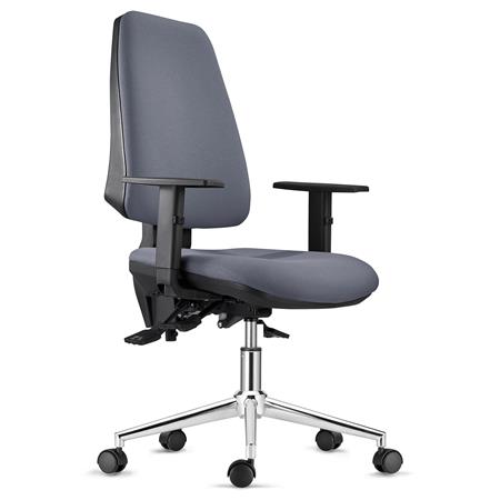 Sedia Ergonomica INDIANA, Base Metallica, Tessuto Ignifugo Grigio, con Braccioli Regolabili