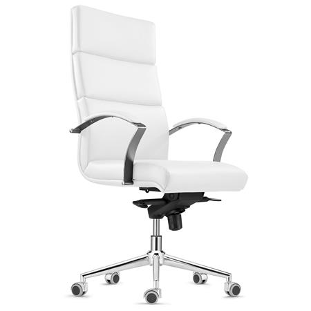 Poltrona da Ufficio RABAT, in Vera Pelle, Ignifuga, Basculante, Qualità e Design, Bianco