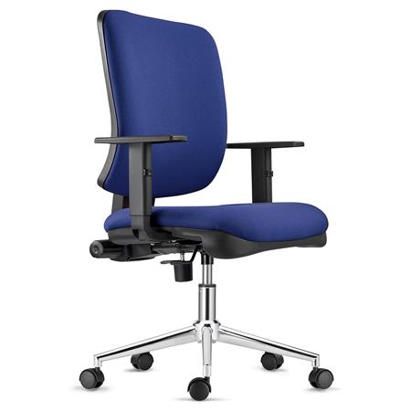 Sedia Ergonomica DIEGO, Base Metallica, in Tessuto Blu Scuro, Spessa Imbottitura 