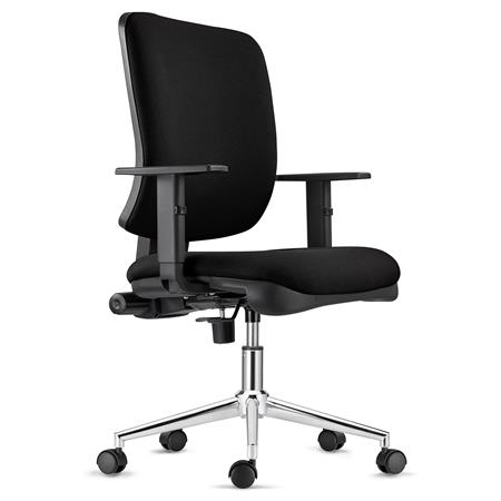 Sedia Ergonomica DIEGO, Base Metallica, in Tessuto Nero, Spessa Imbottitura 
