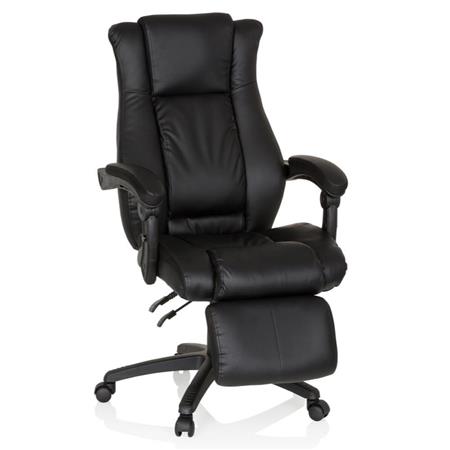 Poltrona Gaming ADELE, Comfort Extra, Con Poggiapiedi, in Pelle, color Nero