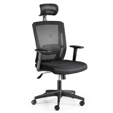 Sedia Ergonomica INGA, Sostegno Lombare Regolabile, Braccioli Regolabili, In Rete Traspirante, Nero