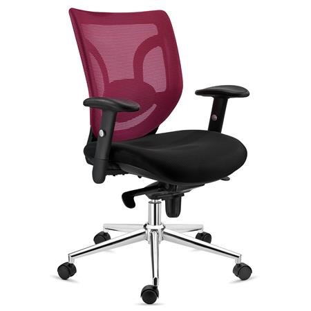 Sedia da Ufficio LAMBO, Schienale Regolabile, Uso 8h, Base in Metallo, in color Bordeaux
