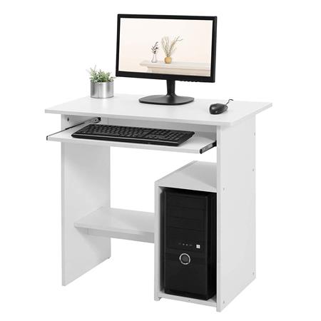 Scrivania per Computer ORNELLA, 80x48x76cm, In Legno Bianco