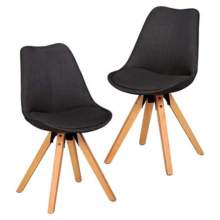Lotto da 2 Sedie Ospiti KARIMA, Design Esclusivo, Struttura in Legno, Seduta in Tessuto Antracite