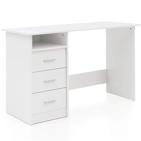 Scrivania da ufficio DALIA, con Cassettiera, 123x50x77cm, Legno Bianco
