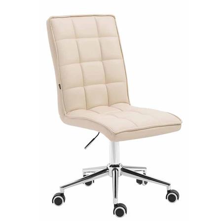 Sedia per Ufficio FIRAS, Altezza Regolabile, Spessa Imbottitura, in Pelle, Crema