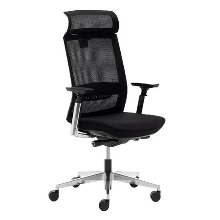 Sedia Ergonomica CALGARY, Extra Comfort, Supporto Lombare Regolabile, Rete e Tessuto, Nero