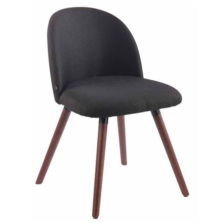 Sedia per Ospiti e Attesa MINA, Base in Legno color Noce, Seduta in Tessuto color Nero
