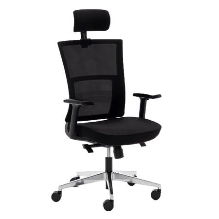 Sedia Ergonomica EDMONTON, Base in Alluminio, Rete Traspirante, Nero