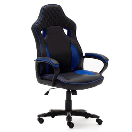 Poltrona Gaming HAMILTON, Design Sporivo, in Pelle, Nero/Blu