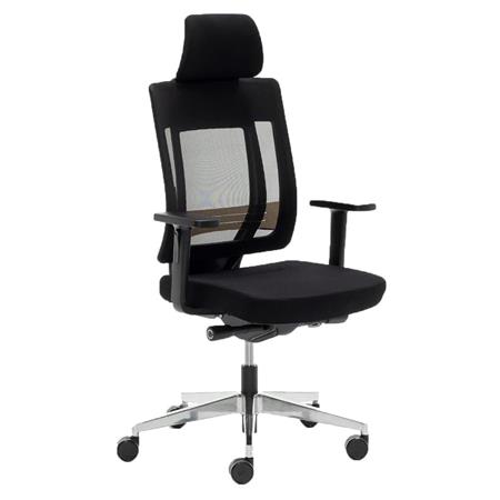 Sedia Ergonomica OTTAWA, Regolabile, Base Alluminio, Nero