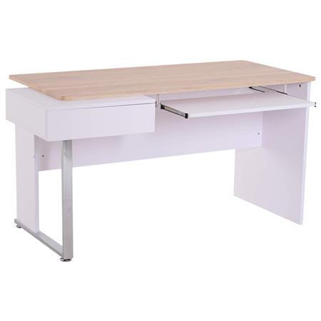 Scrivania per computer FANNY, 130x70x75 cm, in Legno, color Bianco e Faggio