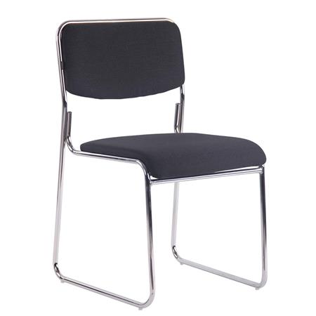 Sedia Sala d'Attesa MAUI, Struttura in metallo, Impilabile, in Tessuto Nero