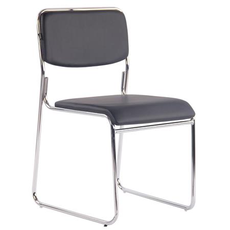 Sedia Sala d'Attesa MAUI, Struttura in metallo, Impilabile, in Pelle Nera