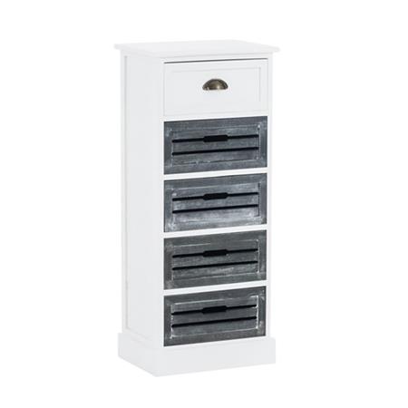 Cassettiera SHABBY 5 CASSETTI, Stile Provenzale, Legno Bianco e Grigio