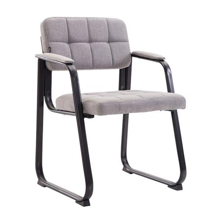 Sedia ospiti OSLO, Telaio in Metallo Nero, Imbottita in Tessuto Grigio
