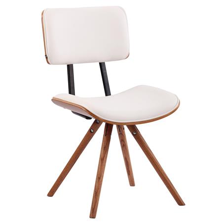 Sedia per Ospiti vintage BAHIA, Struttura in Legno Noce, Pelle, Bianco