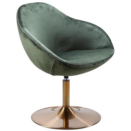 Preziosa Poltroncina CLEO, Girevole, Base Oro e Tessuto Verde