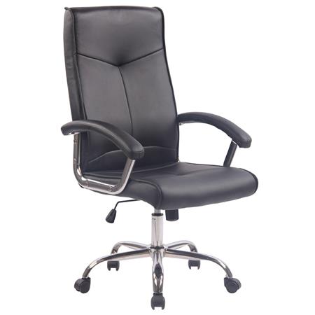 Poltrona da Ufficio MARLEY, Elegante, Base in Metallo, Pelle Nera