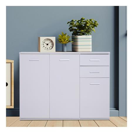 Armadietto ANYA, Scomparti e Cassetti, 106x35x76cm, in Legno, Bianco