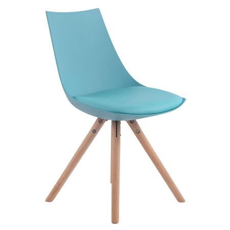 Sedia Ospiti SAMOAH, Elegante, Gambe in Legno, Seduta in Pelle, Azzurro