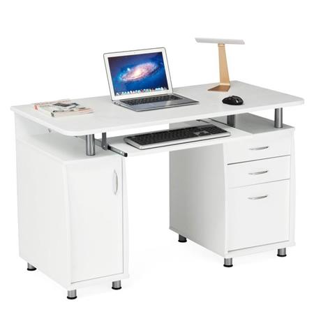 Scrivania di Design MIKE, 121x60x76cm, Funzionale, in Legno, Bianco