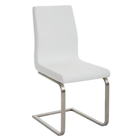 Sedia Ospiti JASON, Telaio acciaio inox, Imbottita, Pelle Bianca