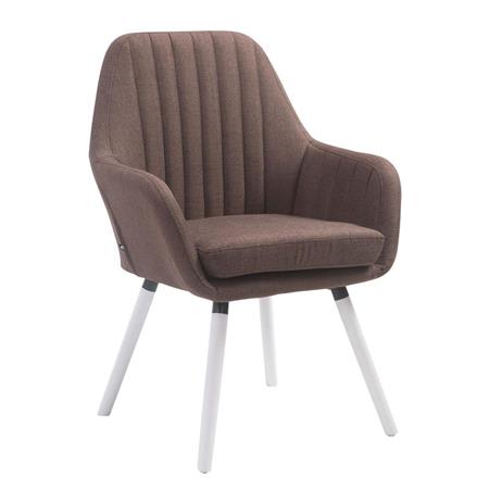 Sedia Attesa SERENA, Legno di Quercia, Bianco, Tessuto Marrone