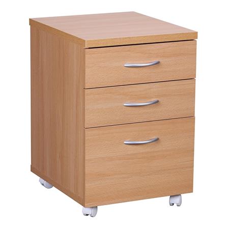 Cassettiera con Ruote ROLLY, 3 Cassetti, 60x48x40cm, Legno, Faggio