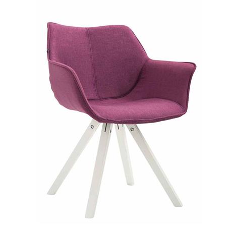 Sedia Ospiti TULIP, Comoda e Moderna, Gambe in Legno Bianco, Tessuto Viola