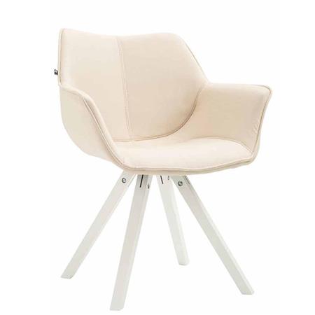 Sedia Ospiti TULIP, Comoda e Moderna, Gambe in Legno Bianco, Tessuto Panna