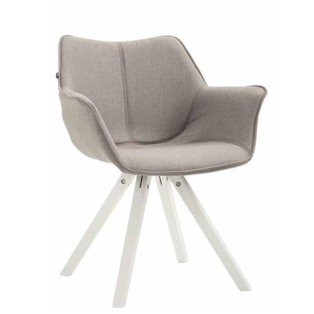 Sedia Ospiti TULIP, Comoda e Moderna, Gambe in Legno Bianco, Tessuto Grigio 
